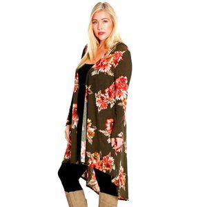 Long Boho Western Floral Cardigan Jacket Duster Rose Flower  PLUS 1X 2X …